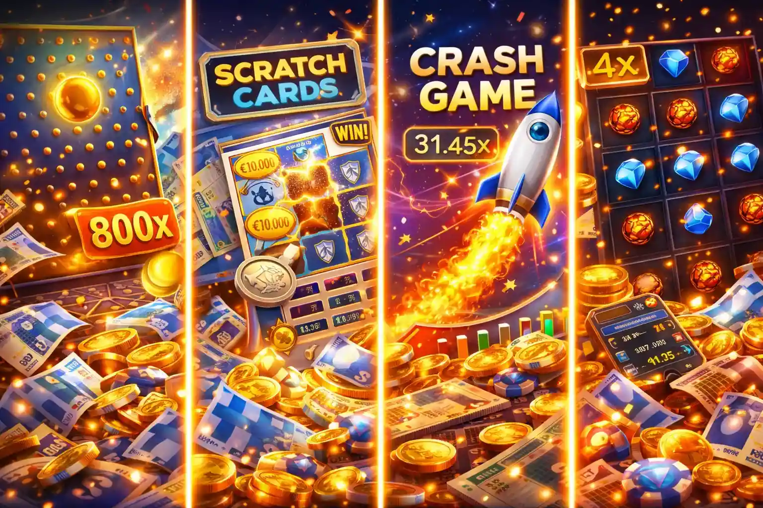 Crash peli ja raaputuspelit nopeaan online kasinopelaamiseen